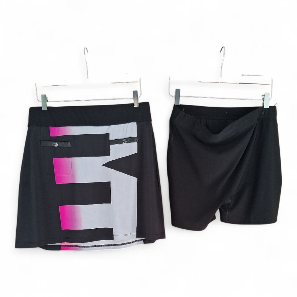 Jamie Sadock Black Golf Skort 2 pc Set with Pink and Gray Details  L